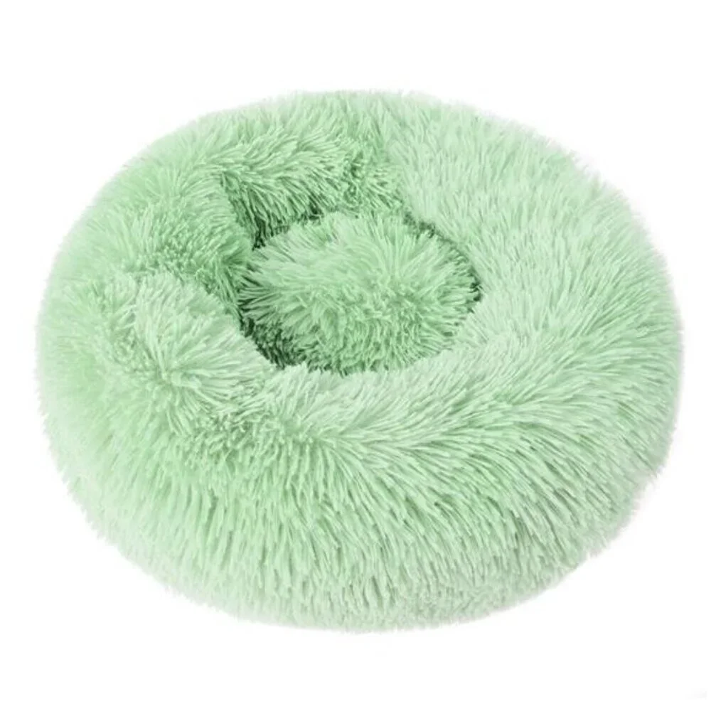 Round Plush Pet Bed Dogs Cats,Fluffy Soft Warm Calming Dog Bed Sleeping 16 Inch